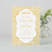 Turkish Geometric Motif Pattern Islamic Wedding 箔招待状 (立ち正面)
