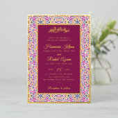 Turkish Geometric Motif Pattern Islamic Wedding 箔招待状 (立ち正面)