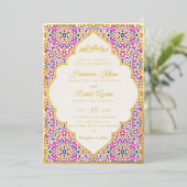 Turkish Geometric Motif Pattern Islamic Wedding  箔招待状 (立ち正面)