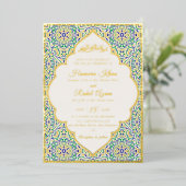 Turkish Geometric Motif Pattern Islamic Wedding  箔招待状 (立ち正面)