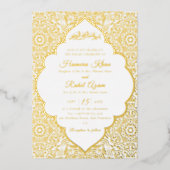 Turkish Geometric Motif Pattern Islamic Wedding 箔招待状 (正面)
