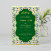 Turkish Geometric Motif Pattern Islamic Wedding 箔招待状 (立ち正面)