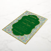 Turkish Geometric Motif Pattern Islamic Wedding 箔招待状 (回転した状態)