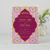 Turkish Geometric Motif Pattern Islamic Wedding  箔招待状 (立ち正面)