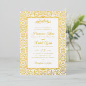 Turkish Geometric Motif Pattern Islamic Wedding 箔招待状 (立ち正面)