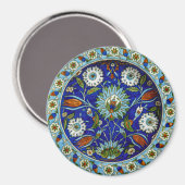 Turkish Iznik Symmetrical Flower Motif Pattern マグネット (正面/裏面)