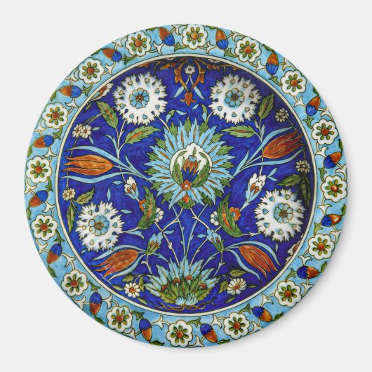 Turkish Iznik Symmetrical Flower Motif Pattern マグネット (正面)