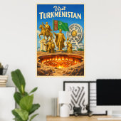 Turkmenistan - Vintage Travel Poster ポスター (ホームオフィス)