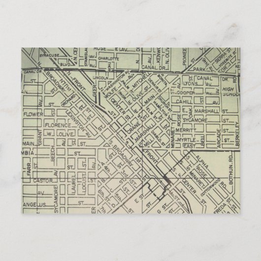 Turlock、CAヴィンテージマップ ポストカード (正面)