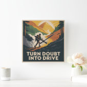 Turn Doubt Into Drive スクエア壁時計 (ホーム)