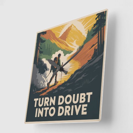 Turn Doubt Into Drive スクエア壁時計 (傾斜)