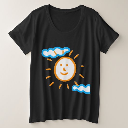 Turn Kids Artwork絵を描をブラックにアップロード プラスサイズTシャツ (デザイン正面)