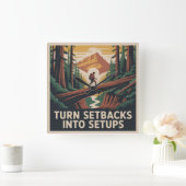 Turn Setbacks Into Setups スクエア壁時計 (ホーム)