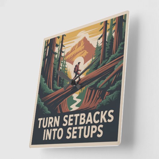 Turn Setbacks Into Setups スクエア壁時計 (傾斜)
