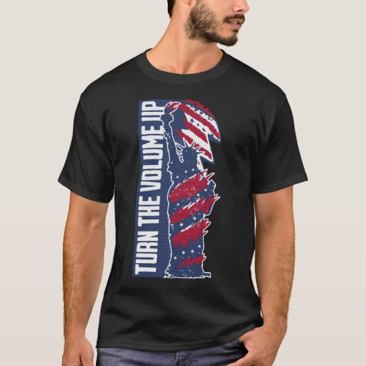 Turn The Volume Up Newyork Lover Patriotic US Tシャツ (正面)