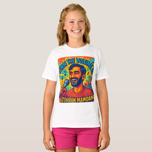 Turn the Volume up Zohran mamdani  Tシャツ (正面フル)