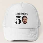 Turning 50 Birthday Custom Face Look Who's Fifty キャップ (正面)