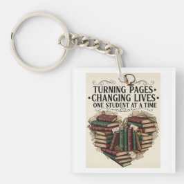 Turning Pages Changing Lives | Vintage Book Heart  キーホルダー