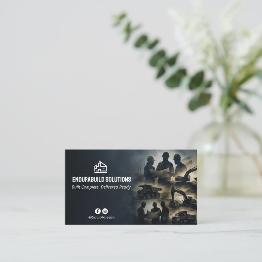 Turnkey Construction Services | Minimalist Black 名刺 (スタンド正面)