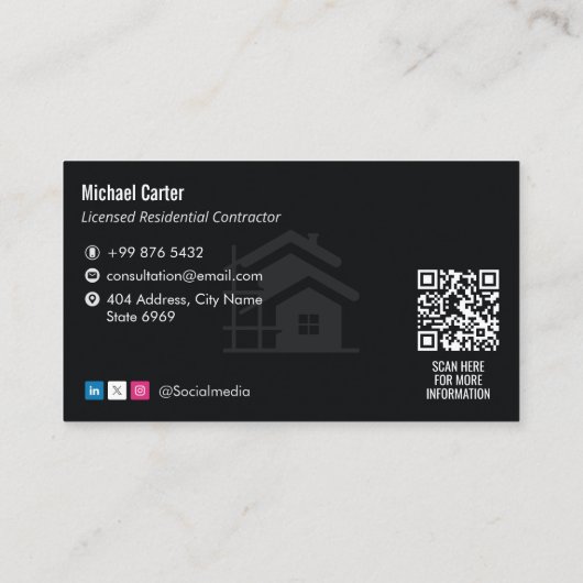 Turnkey Construction Services | Minimalist Black 名刺 (裏面)