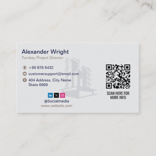 Turnkey Construction Services | Minimalist Grey 名刺 (裏面)