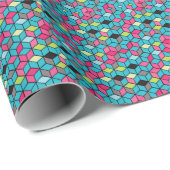 TurqoiseとPink Cubeのパターン ラッピングペーパー (ロールコーナー)