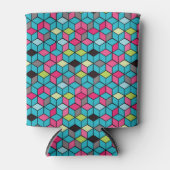 TurqoiseとPink Cubeのパターン 缶クーラー (正面)