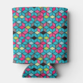 TurqoiseとPink Cubeのパターン 缶クーラー (裏面)