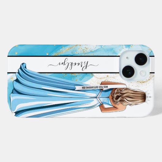 Turqoise Dreams Pageant Portrait Blonde Case-Mate iPhoneケース (裏面 (横))