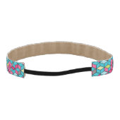 Turqouiseおよびピンクの立方体パターン アスレチックヘッドバンド (裏面)