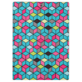 Turqouiseおよびピンクの立方体パターン クリップボード (裏面)