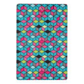 Turqouiseおよびピンクの立方体パターン ミニクリップボード (裏面)