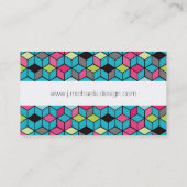 Turqouiseおよびピンクの立方体パターン 名刺 (裏面)