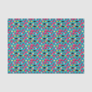 Turqouiseおよびピンクの立方体パターン 薄葉紙