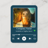 Turqouise モダン QRコード音楽プレーヤーの曲の写真 名刺 (正面)