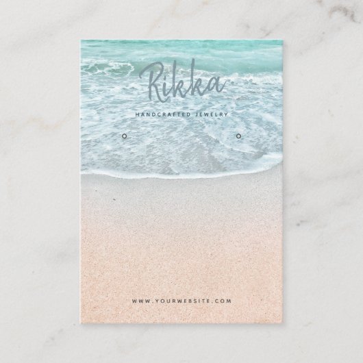 Turquioise Ocean Earring Display QR Business Card 名刺 (正面)