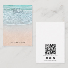 Turquioise Ocean Earring Display QR Business Card 名刺