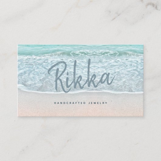 Turquioise Ocean Sandy Beach Handmade Jewelry QR 名刺 (正面)