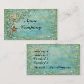 Turquiseの青の花のきらきら光る 名刺 (正面/裏面)