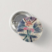 TURQUOISE (水彩画)女性ブローチ 缶バッジ (正面&裏面)