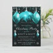 Turquoise Agate Baubles Christmas Dinner Party 招待状 (スタンド正面)