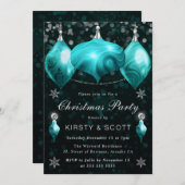 Turquoise Agate Baubles Christmas Dinner Party 招待状 (正面/裏面)