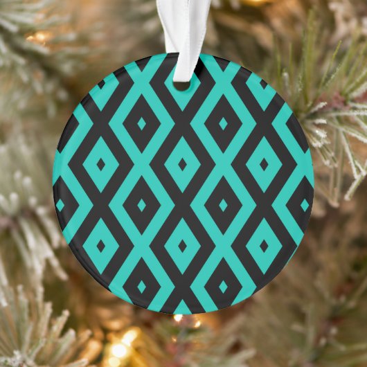 Turquoise and black diamond pattern オーナメント (ツリー)