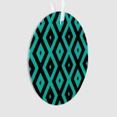 Turquoise and black diamond pattern オーナメント (正面)