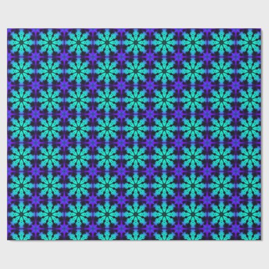 Turquoise and blue Kaleidoscope Fractal Pattern ラッピングペーパー (フラット)