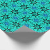 Turquoise and blue Kaleidoscope Fractal Pattern ラッピングペーパー (角)