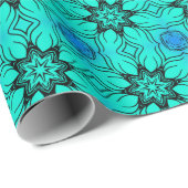 Turquoise and blue Kaleidoscope Fractal Pattern ラッピングペーパー (ロールコーナー)