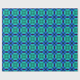 Turquoise and blue Kaleidoscope Fractal Pattern ラッピングペーパー