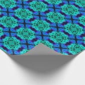 Turquoise and blue Kaleidoscope Fractal Pattern ラッピングペーパー (角)