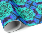 Turquoise and blue Kaleidoscope Fractal Pattern ラッピングペーパー (ロールコーナー)